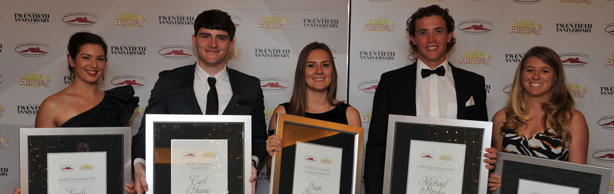 The five 2015 AIMES Award Winners who attended the gala dinner to accept their awards.